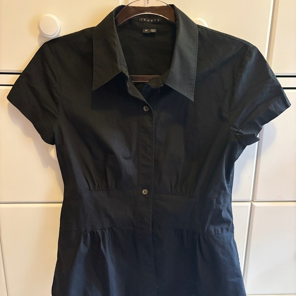 Theory Black Button Down Short Sleeve Shirt - Picture 2 of 5